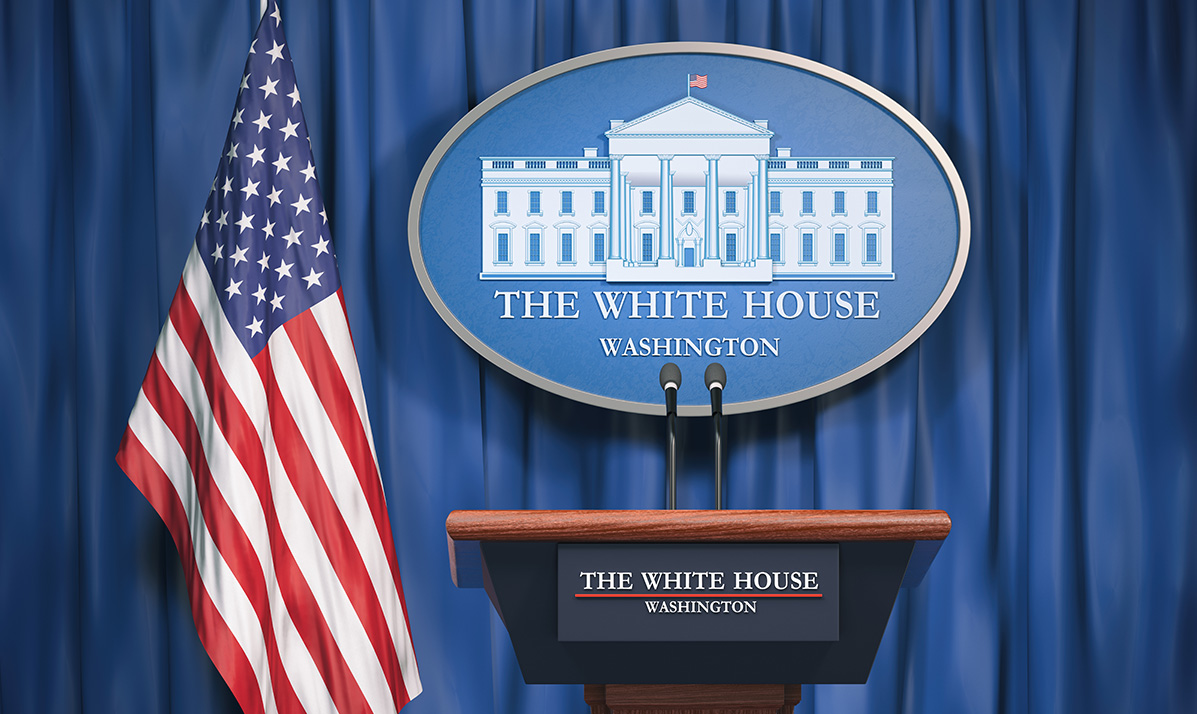 Image of the White House press podium.